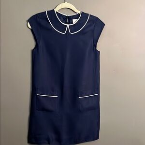 Kate Spade Navy Thelma Navy Blue Dress with White Trim and Peter Pan Collar